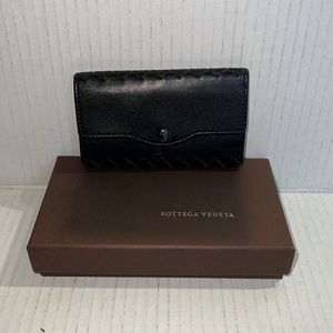 Bottega Veneta Black Leather Intrecciato Key Case with Original Box